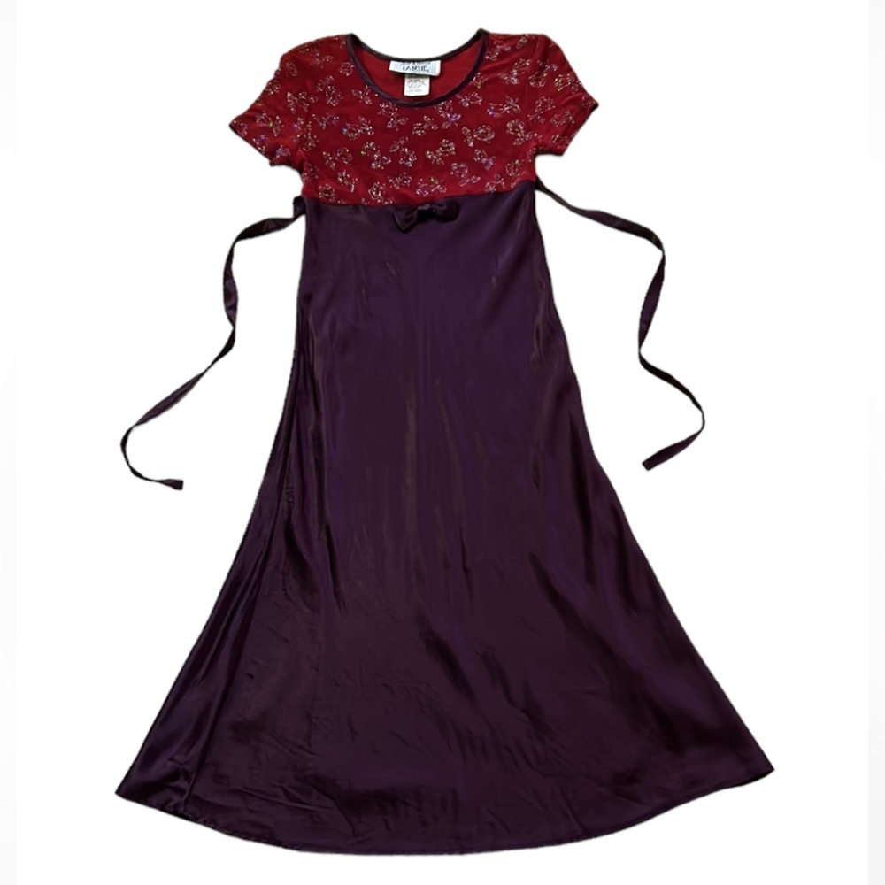 Just Kidding By La Belle Satin Look Dress with Sparkle